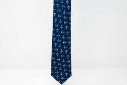 Nautical Necktie. Blue with White anchors necktie. Eclectic Necktie